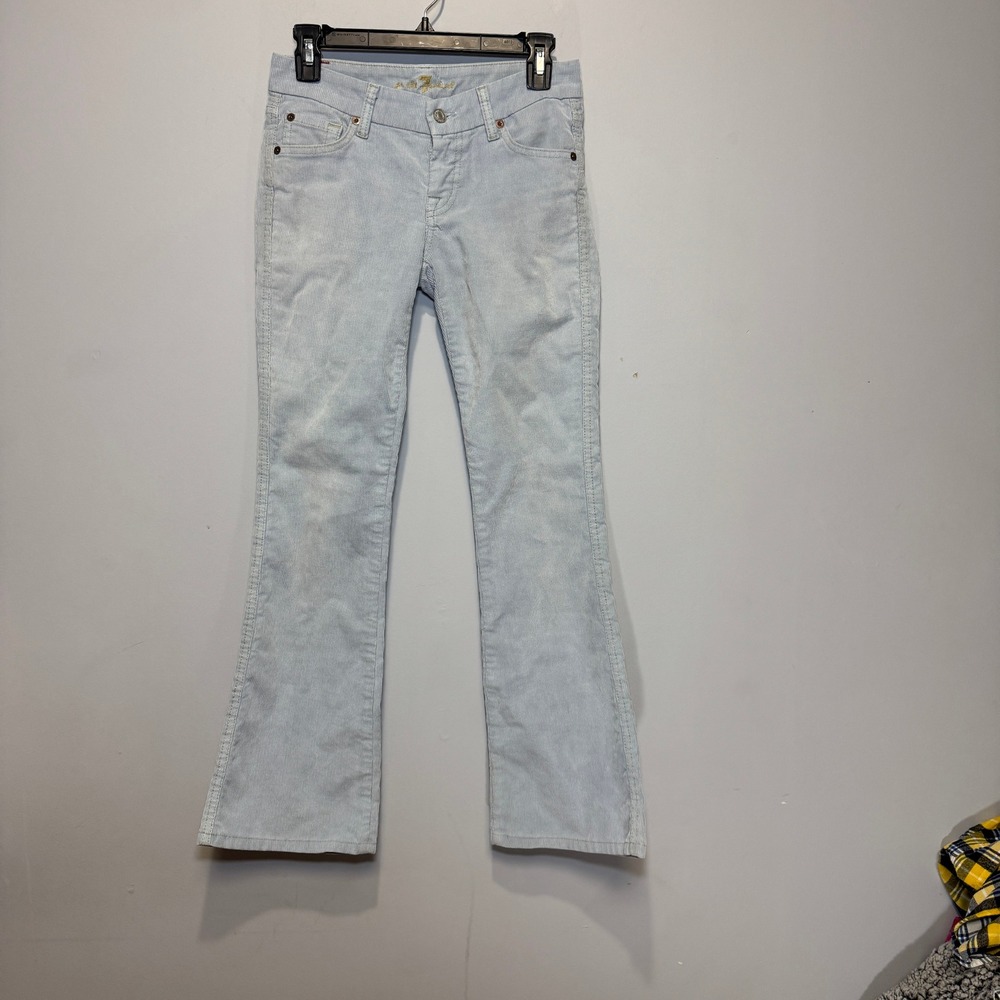 7 For All Mankind Womens Light Blue Corduroy A Pocket Flare Pants Size 26‎ USA